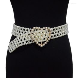 Belts Elegant Pearl Waist Belt For Women Body With Heart Shape Pin Buckle Chains Bar Dancing Party Decorations