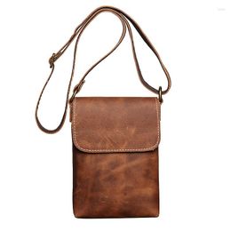 Evening Bags Nesitu Highend Vintage Brown Black Blue Cowhide Genuine Leather Shoulder Mini Women Men Messenger Bag For Phone M3376