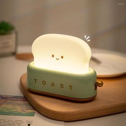 Night Lights LED Bread Maker Table Lamp Timing Function Bedside USB Chargeable Desk Bedroom Living Room Decoration Light Gift