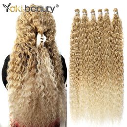 Lace Wigs Hair Bulks Synthetic Kinky Curly Bundles Ombre Colour Organic Fibre s Please Order 9pcs Full Your HeadBy Yaki Beauty 230629