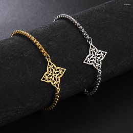 Link Bracelets Cazador Amulet Aesthetic Filigree Flower Charm Bracelet For Women Stainless Steel Box Chain Jewellery Mother Gifts