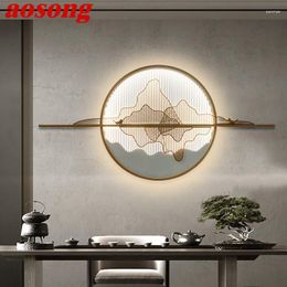 Wall Lamp AOSONG Modern Picture Fixture LED 3 Colours Chinese Style Interior Landscape Sconce Light Decor For Living Bedroom