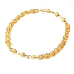 Link Bracelets Gold Color Charm Bracelet Bangles Beads For Women & Men Jewelry