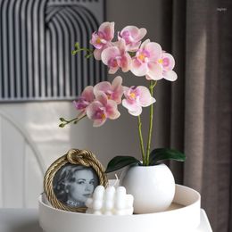 Decorative Flowers 46CM Simulation Flower Artificial Realistic Phalaenopsis Orchid Soft PVC Home Vase Decoration DIY Wedding Bouquets Decor