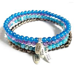 Link Bracelets MG1810 Design 4 MM Grade Apatite Smokey Quartz Blue Agate Amethyst Gemstone Bracelet Set Handmade Charm Wrist Malas