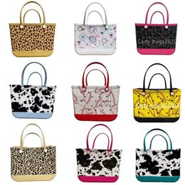 Women Designer Eva Bogg Bag Leopard Doodle Beach Bags Luxury Designer Summer Hole Tote Large Shopping Plastic Basket Beach Silicone Bog Purse Jelly Candy Newset