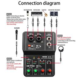 Guitar Teyun Q12 Universal Professional Audio Interface Sound Card with Monitoring,electric Guitar Live Recording Sound Card