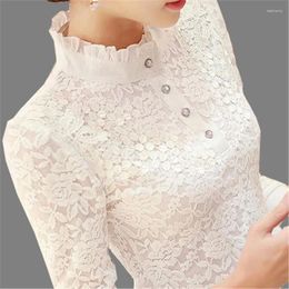 Women's Blouses Autumn Winter Women Plus Size Thick Velvet Shirts Slim Lace All-match Ladies Turtleneck Tops Pullovers Brief WZ128