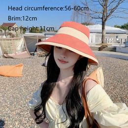 Wide Brim Anti-UV Bucket Hat Foldable Portable Women Beach Sun Hat Big Visors With Bow Summer Fisherman Cap