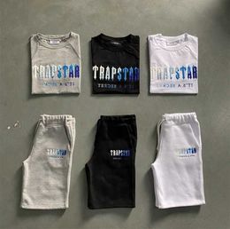 Men's Trapstar t Shirt Set Letter Embroidered Tracksuit Short Sleeve Plush Shorts Motion design 579ess