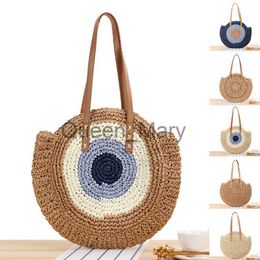 Evening Bags Dome Cameras Round Straw Beach Bag Vintage Handmade Beach CrossBody Bag Female Message Handbag Totes Bohemian Summer Vacation Casual Bags J230630