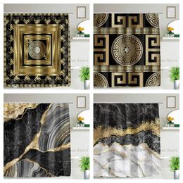 Shower Curtains Black Gold Luxury Shower Bathroom Curtain Waterproof Fabric Modern Marble Bath Toilet Door Curtains Home Decor Cortinas De ducha 230629