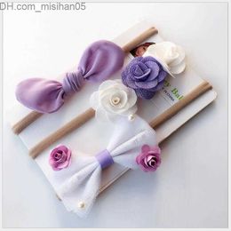 Hair Accessories children's Headdress for first birthday party color flowers bows 3 pcs suit a little girl hair elastic born children 210529 Z230630