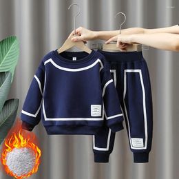 Clothing Sets 2023 Boy Suit Autumn And Winter Children's Fashion Coat Trousers Two-piece 1-7 Years Old