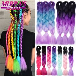 Synthetic Wigs Mirras Mirror Synthetic Braiding s Ombre Jumbo Braid For Women Wholesale DIY Hairstyle Pink Purple Yellow 230629