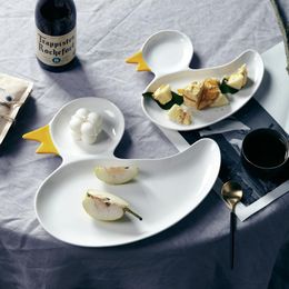 Plates Dishes & White Cute Duck Dish Tableware Kids Porcelain Dinner Set