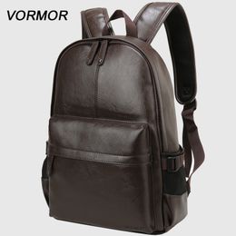 School Bags VORMOR Brand waterproof 14 inch laptop backpack men leather backpacks for teenager Men Casual Daypacks mochila male 230629