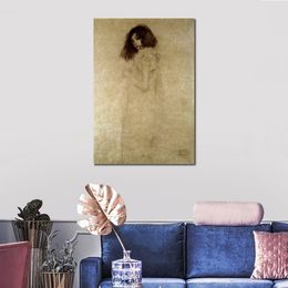 Famous Landscape Painting Gustav Klimt Canvas Art Portrait of A Young Woman 1896-97 Modern Living Room Decor