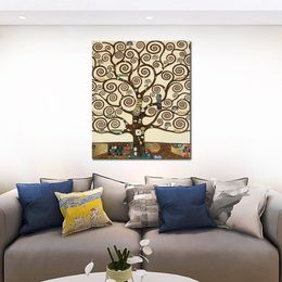 Decorative Art Tree of Life Gustav Klimt Painting on Canvas Handmade Living Room Decor