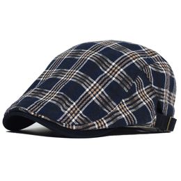 Summer Plaid Newsboy Caps Breathable Mesh Outdoor Casual Beret Flat Ivy Hats Fashion Flat Caps