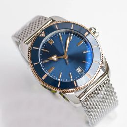 Mens Watches Luxury watch Blue dial 46MM Black Dial Rose Gold Mixed Silver Automatic Watch Stainless Steel rubber strap luminous needles wristwatches