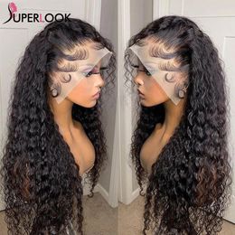 Synthetic Wigs 28 30 Inch Deep Wave Frontal Pre Plucked Curly 4x4 Lace Closure 13x4 Front Human T Part 230629