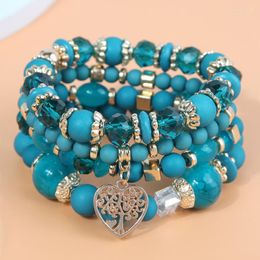 Charm Bracelets Bohemia Multicolor Glasses Beads Bracelet Jewelry For Women Tree Of Life Heart Boho Ethnic Sets