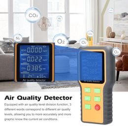 Co 2 Metres Air Quality Monitor Detector Carbon Dioxide TVOC HCHO Temperature Humidity Detect Sensor LCD Display With Backlit