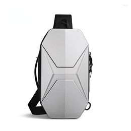 Storage Bags Hard Shell Chest Bag Male Waterproof Shoulder Men Fashion Short Trip Messenger USB Charging Crossbody Teenage