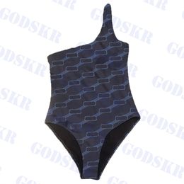 Womens Swimwear Designer One Shoulder Swimsuit Letter Print Bathing Suit Trend Bikini With Label