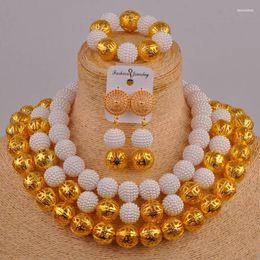 Necklace Earrings Set Royal Blue And Gold African Beads Costume Women Nigerian Traditional Wedding ZZ22