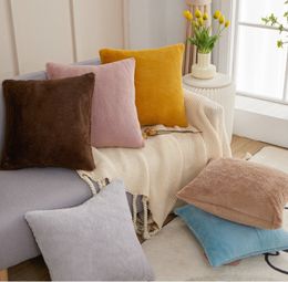 Luxury Soft Plush Pillow Case Candy Colour Pillowcase Pillow Cover Double Face Car Cushion Cover Home Sofa Decoration