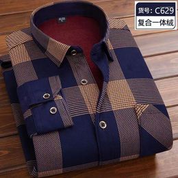 Men's Casual Shirts 2023 Autumn And Winter Fashion Solid Plaid Long Sleeve Shirt Wool Thickened Warm Quality Large