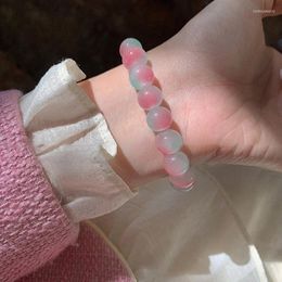 Strand Gradient Colorful Glass Crystal Moonstone Bracelets Multicolor Stone Beaded Charm Bracelet Handmade Wristband Gifts