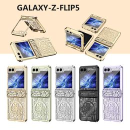 Plating Mechanical For Samsung Galaxy Z Flip 5 Case Hard Clear Hinge Protective Cover