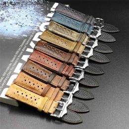 Watch Bands Onthelevel 18mm 20mm 22mm 24mm Genuine Leather Strap Bands Black Blue Brown Multi Colours High Quality Men's Band 220816 Z230630