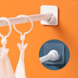 Hooks 2pcs/set Curtain Rod Bracket Holder White/Transparent Wall Hangers Strong Self-adhesive Holders Bathroom Accessories