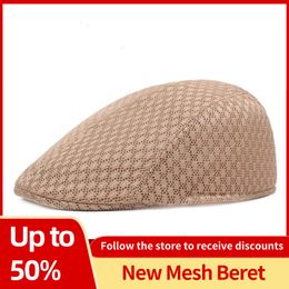 Women Men Mesh Beret Fashion Casual Flat Cap Newsboy Style Gatsby Hat Adjustable Breathable Mesh Caps For Summer Spring