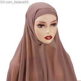 Hijabs Plain Color Chiffon Hijab Scarf With Bandage Nonslip Headband Islam Hijabs Headwrap Women Fashion Muslim Turban Breathable 220816 Z230630