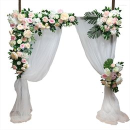 Decorative Flowers Artificial Flower Wall Arch Silk Rose Peony Plant Mix Design Decor DIY Wedding Stage Fake 1 Set