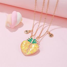 Pendant Necklaces 2Pack Summer Fruit Pineapple Friend BFF Girls Kids Friendship Necklace Jewelry Gift