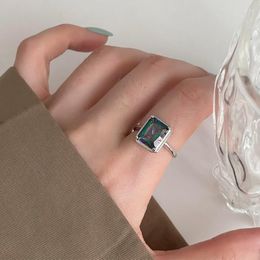 Cluster Rings VENTFILLE 925 Sterling Silver Colour Geometry Ring For Women Girl Gift Retro Fashion Opening Jewelry Drop