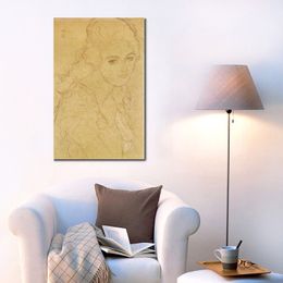 Famous Gustav Klimt Oil Painting Study for The Painting Portrait Ria Munk Canvas Art Handmade Romantic Artwork Wall Decor