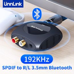 Speakers Unnlink 192khz Audio Converter Spdif Optical Toslink Coaxial to 3.5mm 2rca Bluetooth 5.0 Digital to Analog Adapter Tv to Speaker