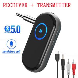 Connectors Bluetooth 5.0 Transmitter Receiver 3.5mm Aux Jack Music Wireless Audio Adapter Handsfree Car Kit for Tv Pc Headphone Speaker