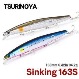 Fishing Accessories TSURIKNOYA STINGER 163S Ultra Long Casting Saltwater Sinking Minnow 16m 342g Lures Artificial Hard Baits For Sea Bass 230629