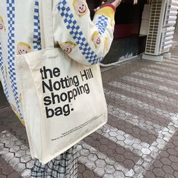 Evening Bag Canvas Shopping Bag Notting Hill Books Female Cotton Cloth Shoulder Eco Handbag Tote Reusable Grocery Shopper 230629