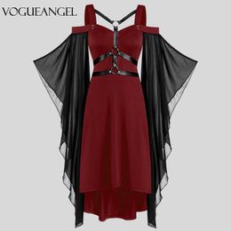 Casual Dresses Vintage Medieval Robe Cosplay Costume Womne Plus Size Cold Shoulder Butterfly Sleeve Lace Up Halloween Princess Dress