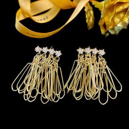 Charm New Style Tassel Exaggerated Earrings Personality Long Metal Star Tiktok the Same Eardrop 230630