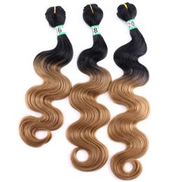 Lace Wigs Hair Bulks 100gpiece Body Wave Bundles 1224 Inches Two Tone Ombre High Temperature Synthetic s Weave for Women 230629